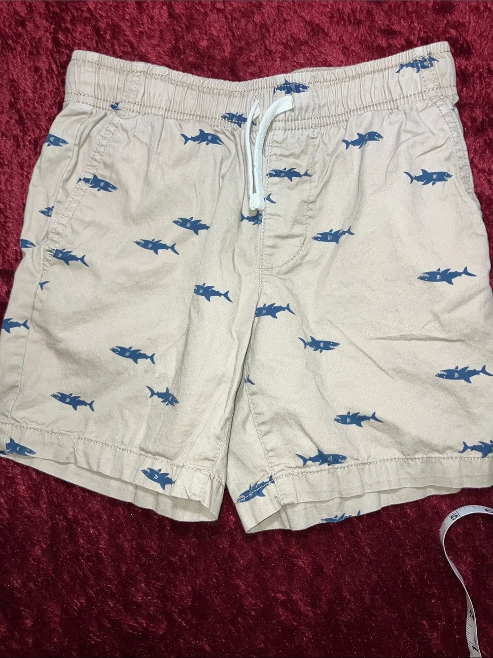 OLD NAVY SHARKY KIDS PREPPY KHAKI SHORTS w DRAWSTRING WAIST